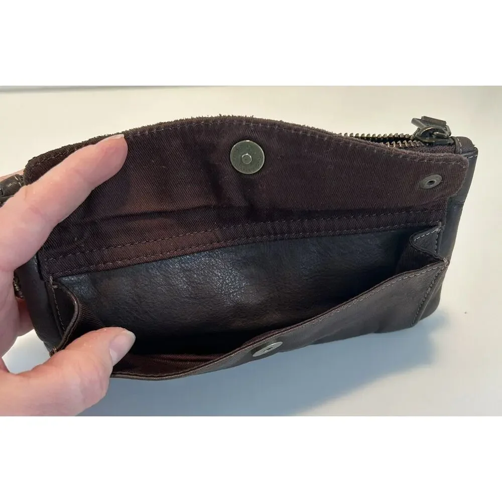 Vintage Gap Jeans Brown Leather Wallet Card Coin Holder Zipper - Picture 4 of 4